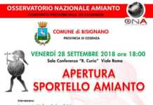 Amianto, apertura dello sportello Ona a Bisignano