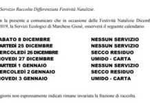 Raccolta differenziata: calendario per le festività Natalizie