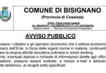 Comune di Bisignano: i recapiti per inoltrare richieste e istanze al settore economico finanziario